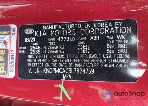 2020 Kia Sportage Lx from USA, damaged, VIN KNDPMCAC3L7824759